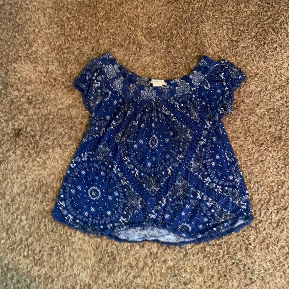 comfy blue over the shoulder top